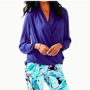 Lilly Pulitzer Myah Blouse in Royal Purple Blue